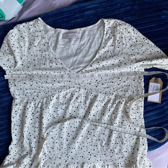 Women’s Billy T Ivory Starry Night V-Neck Long Sleeve Knit Peplum Top Small NWT - Picture 5 of 6